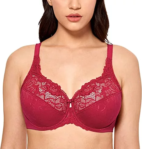 DELIMIRA Women's Full Coverage Underwire Lace Bra